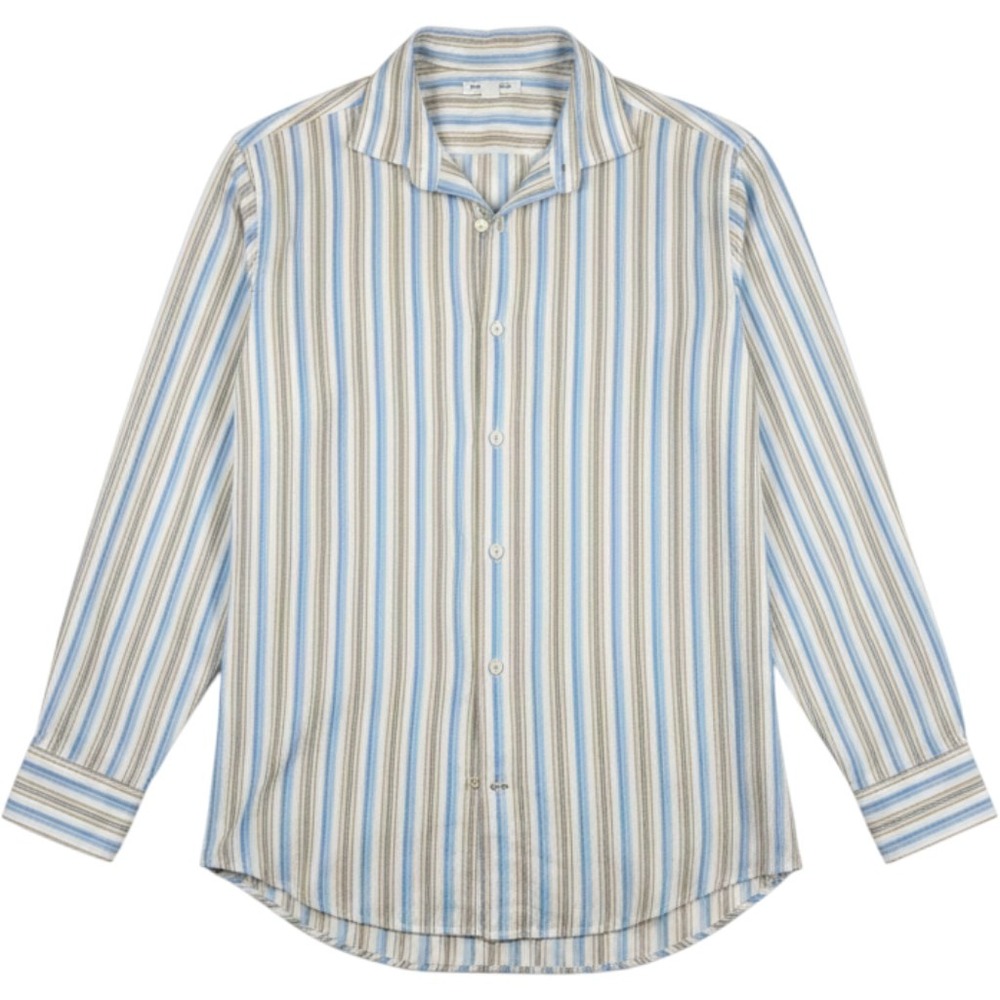 Banana Republic Mens XL Blue Tan Striped Long Sleeve Button‎ Down Shirt Vintage